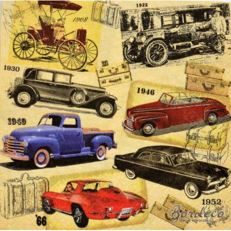 Serwetka do decoupage HOME FASHION oldskoolowe oldmobile 33x33cm